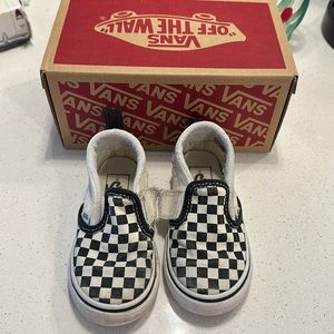 Vans Checkerboard black white checker slip on sneakers shoes toddler baby size 7